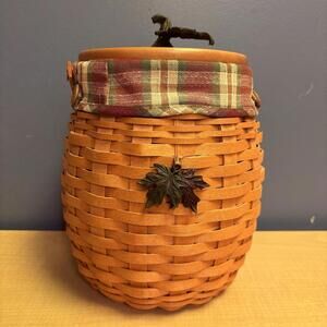 Longaberger October Fields Basket Lid Liner  Leaf Charm 2000 Century Celebration